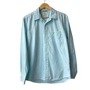 American Eagle Outfitters Mens Button Down Shirt Size‎ M Light Blue Logo Preppy